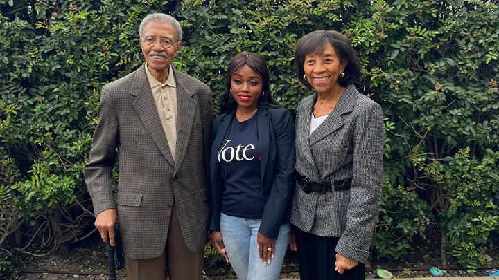 SDSU HB KEEP director Rachael Stewart (center) poses with Harold K Brown (left) and his wife LaVerne
