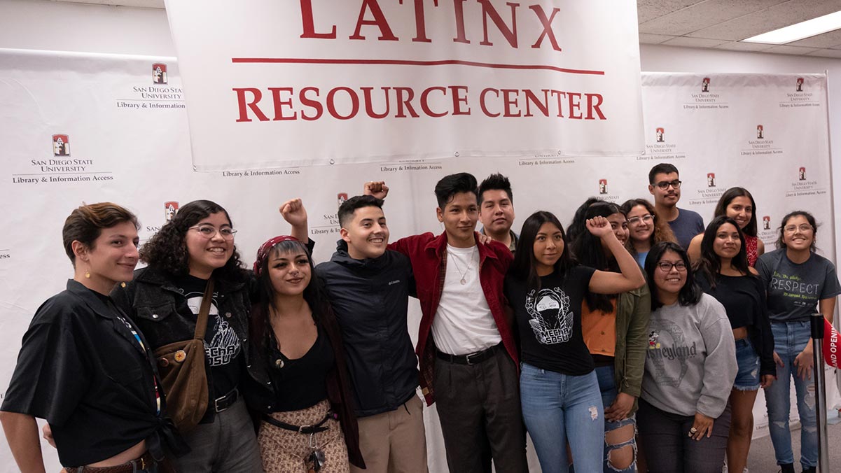 Group of students at the Latinx Resource Center.
