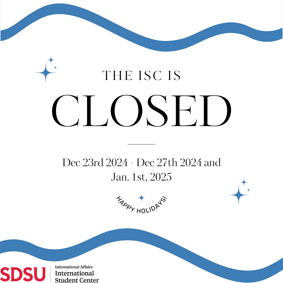 ISC Closed Dec 23-27 and Jan 1st