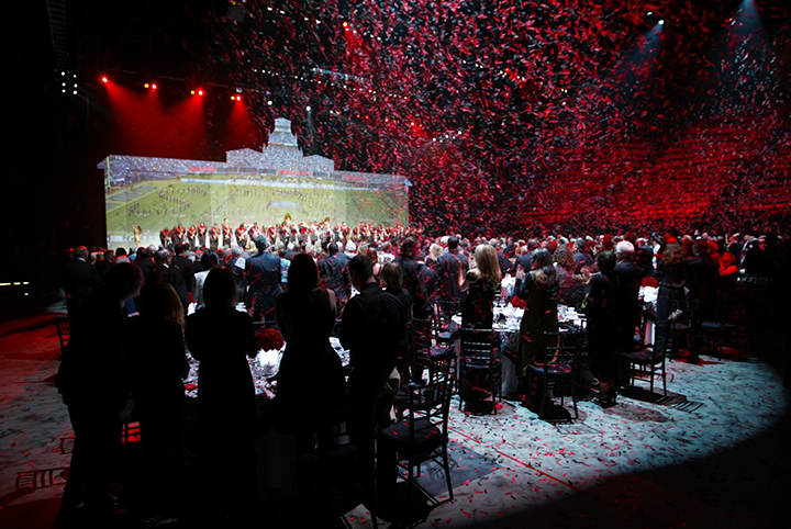 stadium with confetti 