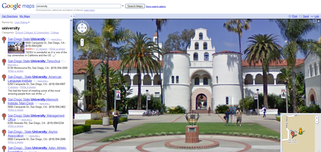 Google Maps Street View now offers a 360-degree map of SDSU.