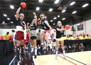 Students getting ready to play in SDSU's record-breaking dodgeball game