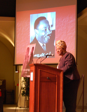 Shirley Weber welcomes attendees to the annual Martin Luther King Jr. luncheon.