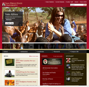 The new homepage was designed by Jeff Ernst, senior graphic designer in SDSU's marketing and communications department.