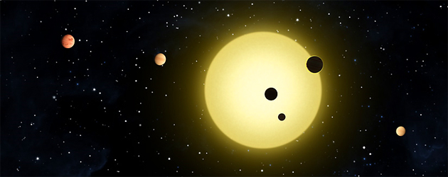 Kepler-11, located 2,000 light years away from Earth, is a newly discovered planetary system containing six planets orbiting a sun-like star.