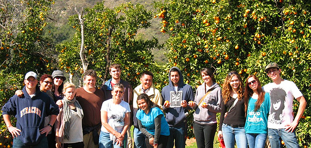 Students and faculty stand on Aztec Farms land at the Santa Margarita Ecological Reserve.