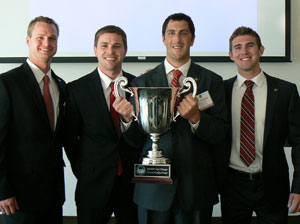 The winning SDSU team (from left): David Smith, Bryan Clark, Michael Arduino, Kyle Stiff