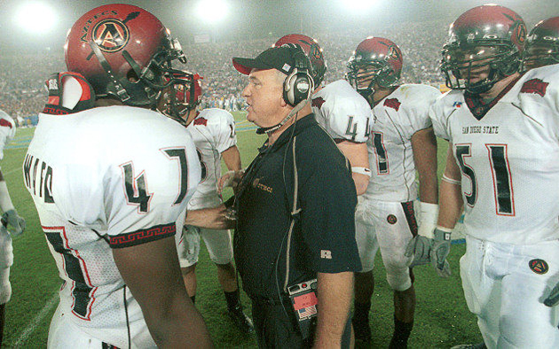 Fred Bleil coaching the Aztecs' secondary