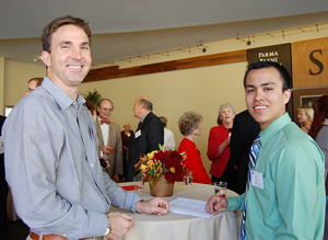 Donor Dave George, left, established the Brian Schultz Memorial Scholarship. Pedro Guardado is the 2011 recipient of that scholarship.