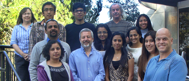 SDSU biology professor Sanford Bernstein, center, and his team of researchers.
