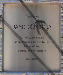 Janice Minor's Plaque of service