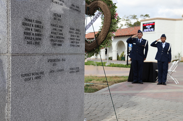 The memorial is a tribute to former SDSU students killed in World War II, Korea, Vietnam, and now Afghanistan and Iraq.