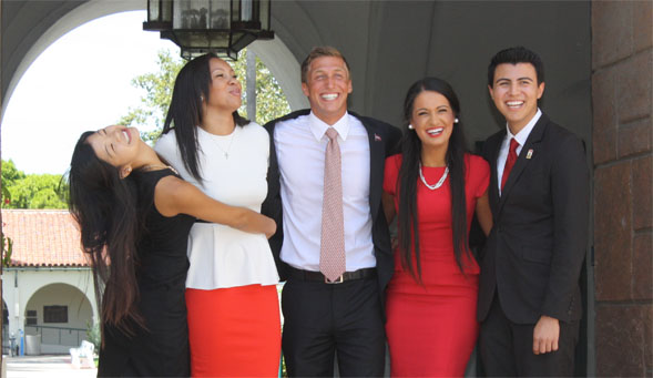 Morse (center) with his fellow Associated Students executive officers.