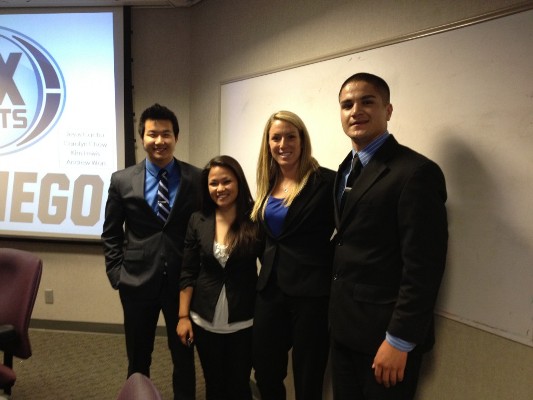 The members of the winning team (left to right): Andrew Won, Carolyn Chow, Kim Lewis and Jesus Cachu.