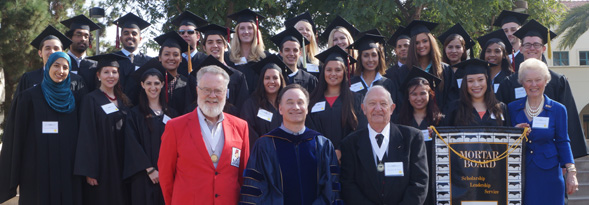 Past and present SDSU presidents with honorees and members of Mortar Board.