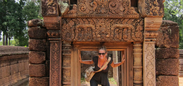 Kiersten Rich at the Temples of Angkor Wat in Cambodia.