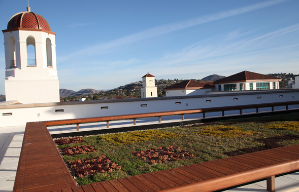 The green roof is just one of the energy conservation features designed into the new Aztec Student Union.