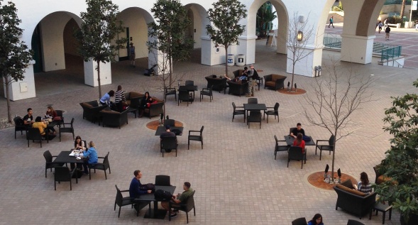 Lee and Frank Goldberg Courtyard in the Conrad Prebys Aztec Student Union