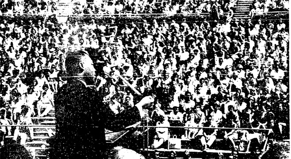 This scanned newspaper photo is the only image SDSU has of Martin Luther King Jr.'s historic SDSU speech. Credit: The San Diego Union, 1964.