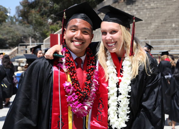 Twitter users can follow commencement tweets by searching for #sdsugrad.