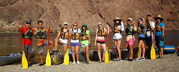 The course enables students to participate in adventures including a canoeing trip on the Colorado River.