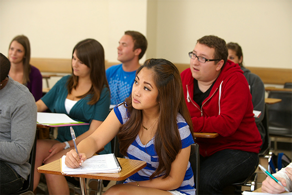 Students in an SDSU classroom.