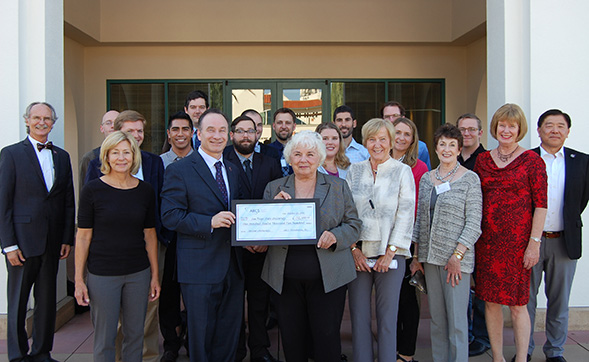 Scholarship recipients pose with President Hirshman and members of the ARCS foundation.