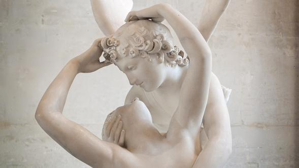 The sculpture Psyche Revived by Cupid's Kiss by Antonio Canova. (Credit: Joe deSousa, public domain)