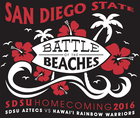 Keli Colombini's winning Battle of the Beaches logo design for 2016 SDSU Homecoming.