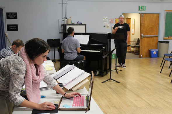 Aimee Holland (left) works at a rehearsal for the production of Jesus Christ Superstar. (Photo: Lilly Glenister)
