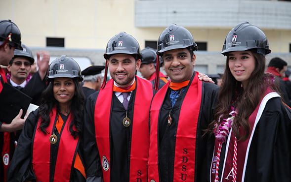 Construction engineering graduates pose for a photo prior to commencement in 2016. (Photo: Nicole Borunda)