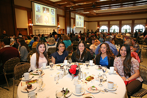 The 2015 recipients of the SDSU Cesar E. Chavez Commemorative Scholarship pose for a photo at the luncheon. (Credit: Student Affairs Communication Services)
