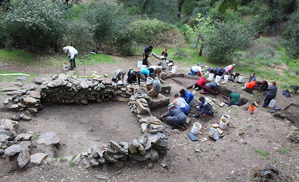 SDSU students spent five days during spring break digging at the homestead site of Nate Harrison, a legendary San Diego County pioneer. (Credit: Seth Mallios)