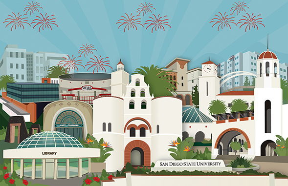 SDSU has raised over $750 million to benefit our students, faculty and staff. (Illustration: Courtney Harmon)
