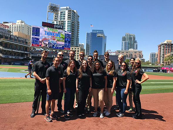 Students in SDSU's Sports Master of Business Administration program at Petco Park, home of the San Diego Padres.