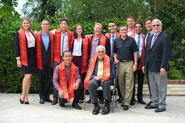 Leonard Lavin (seated) was awarded an honorary degree by SDSU in 2012.