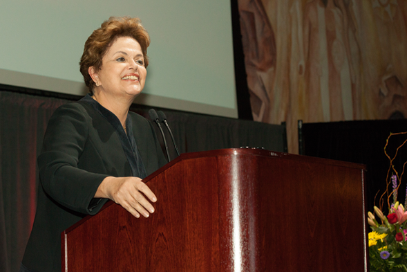 Former Brazilian President Dilma Rousseff spoke at SDSU as part of the Provost's Distinguished Lecture Series.