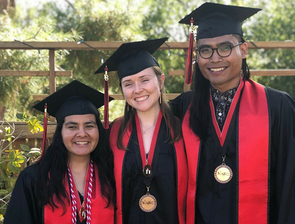 Left to right: Elena Arroyo, Madison Kennedy and Rifqi Affan received NSF fellowships after participating in SDSUs Maximizing Access to Research Careers program.