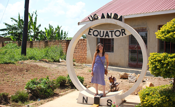 SDSU graduate student Katelyn Sileo at the equator in Uganda