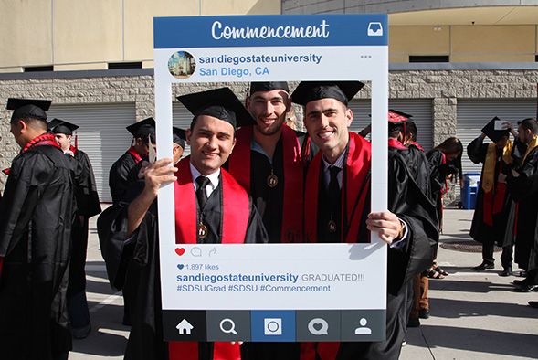 Catch the sights and sounds of SDSU's commencement on social media.