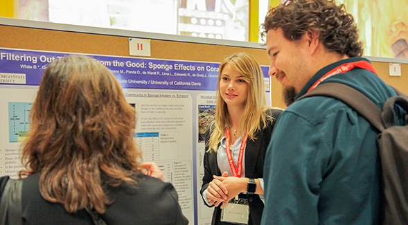 An SDSU student presents her work at last year's Student Research Symposium.