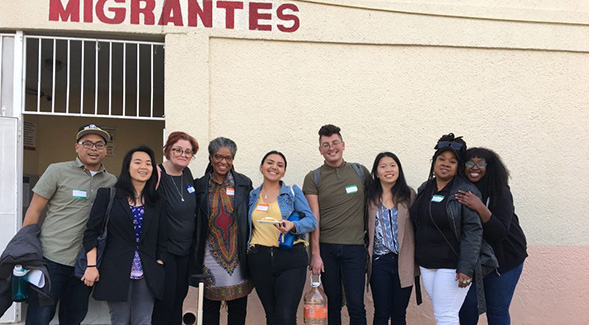 Nola Butler-Byrd (fourth from left) and clinical counseling students in Tijuana