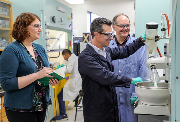 Chemistry professors Regis Komperda, Byron Purse and Mikael Bergdahl will collaborate with Southwestern Community College to foster students interested in chemistry. Photo: Scott Hargrove for SDSU
