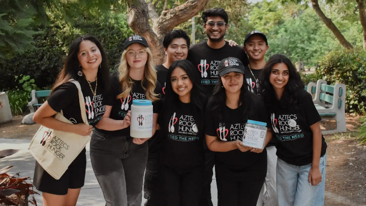 Members of the Aztecs Rock Hunger Leadership Team are excited for this year’s campaign and hoping to reach $1,000,000 in lifetime donations. (SDSU)