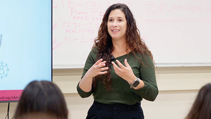 Iana Castro preparing students for the Social Venture Challenge (SDSU)