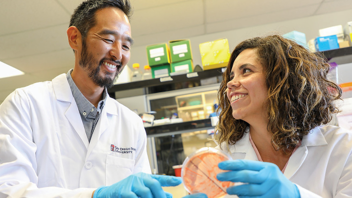 SDSU research perform work in a lab on campus