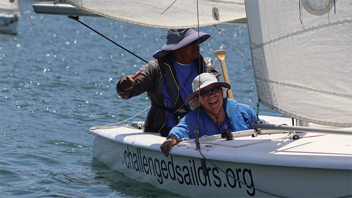 SDSU alumnus Peter Phillips sails with Challenged Sailors on San Diego Harbor (Courtesy Peter Phillips)