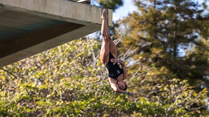 SDSU's Valentina Lopez Arevalo dives off the platform during competition